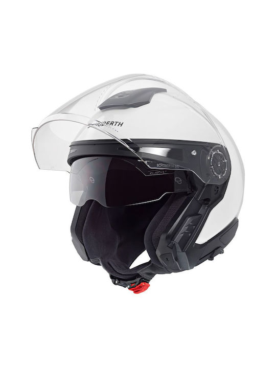 Schuberth J2 Гланцов Бял Каска За Мотор Джет ECE 22.06 1660гр с Sunvisor