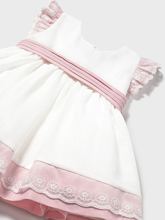 Rochie Fete Fără Mâneci In Set Cu Accesorii Alb Roz
