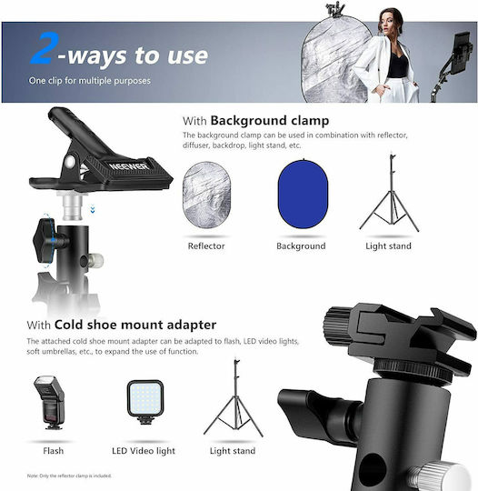 Neewer 1 Pack Photo Studio Heavy Duty Metal Clamp Holder Cold Shoe Adapter 90095592