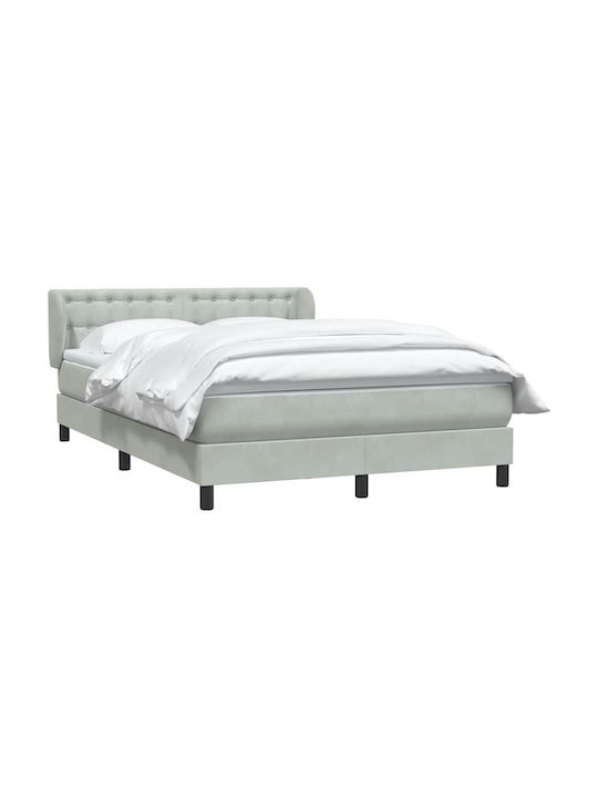 Doppelbett mit Stoff in Hellgrau mit Lattenrost & Matratze 160x210cm