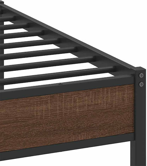 King Size Wooden Brown Bed with Slats for Mattress 183x213cm