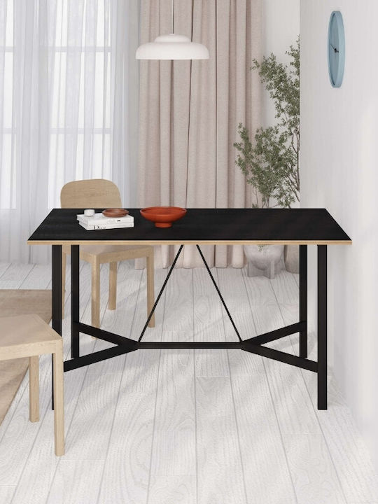 Adoro Table Wooden with Metal Frame Black Velvet-Black Metal 140x80x75cm