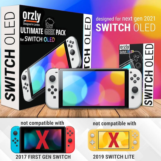 Orzly Accessory Pack Συμβατό Κονσόλα Oled Nintendo Switch Μη Συμβατό Έκδοση 2017 Ultimate Geek Pack Θήκη Προστατευτικό Οθόνης Άλλα