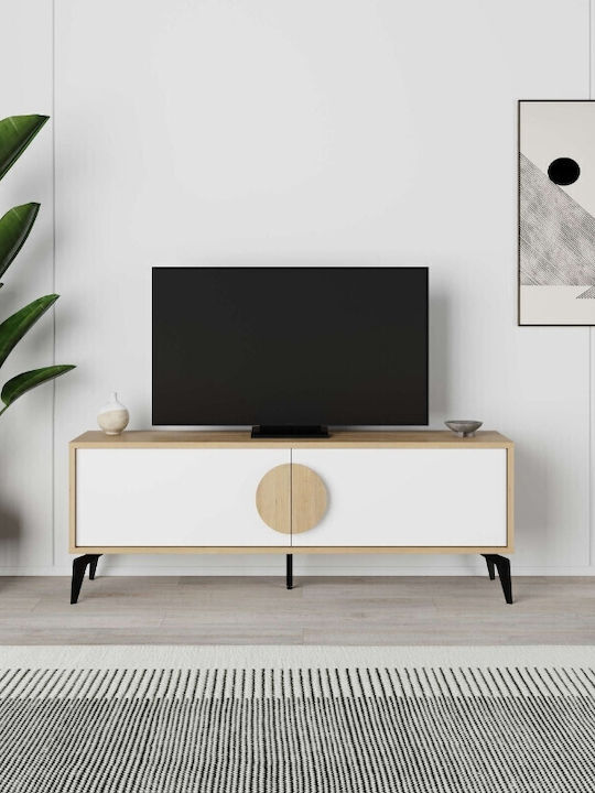 Телевизионно Мебелче Gora Sapphire Oak - Бяло Д140xДл35.6xВ51см