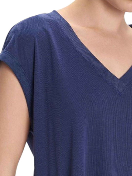 Women's Blouse Short Sleeve Blue