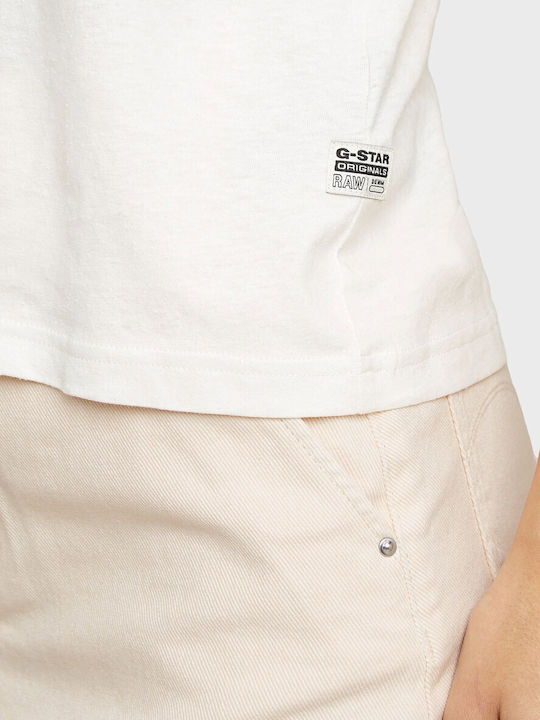 Damen Baumwoll Top Ärmellos mit V-Ausschnitt Off-White
