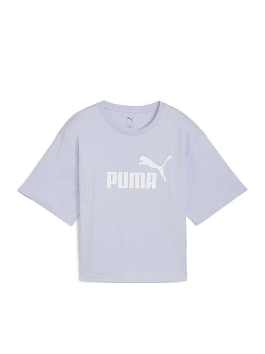 Logo Γυναικείο Crop T-shirt Μωβ