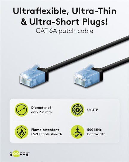 Goobay U/UTP Cat.6a (Gigabit) Network Ethernet Cable 0.25m Black