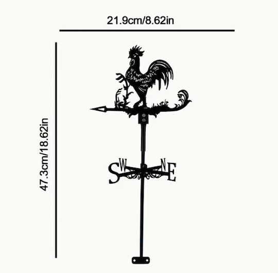 Weather vane Rooster Decorative Garden Metal 22cmx43cm 6745847478564