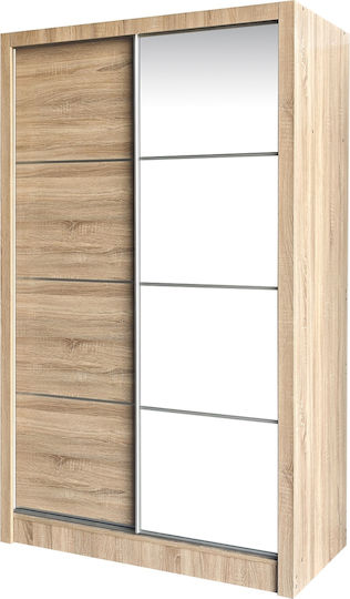 Sunniva Δίφυλλη Ντουλάπα Συρόμενη με Καθρέπτη 120x60x200cm Φυσικό Sunniva Δίφυλλη Ντουλάπα Συρόμενη με Καθρέπτη 120x60x200cm Φυσικό