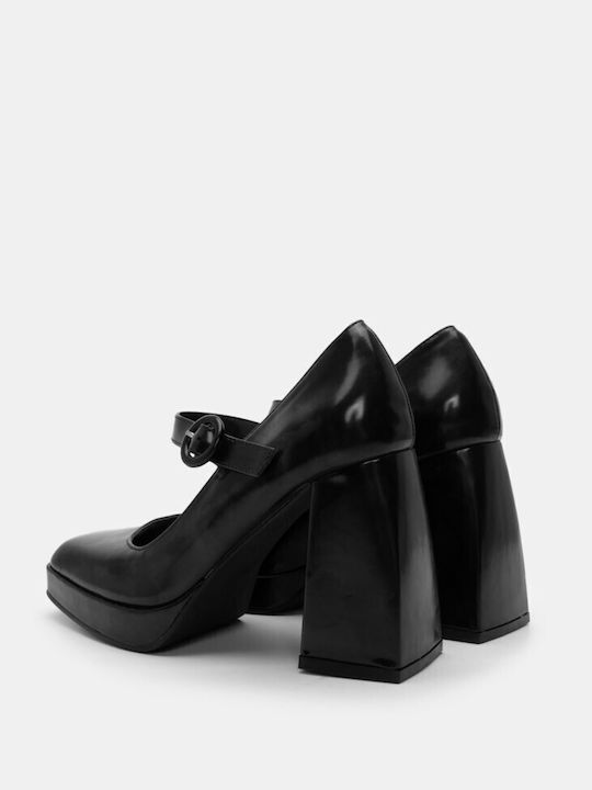 Luigi Black Heels with Strap