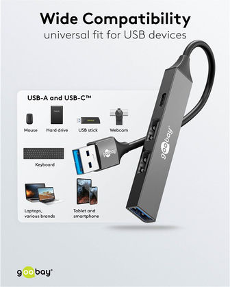 Goobay USB 3.2 4 Port Hub with USB-A Connection Gray