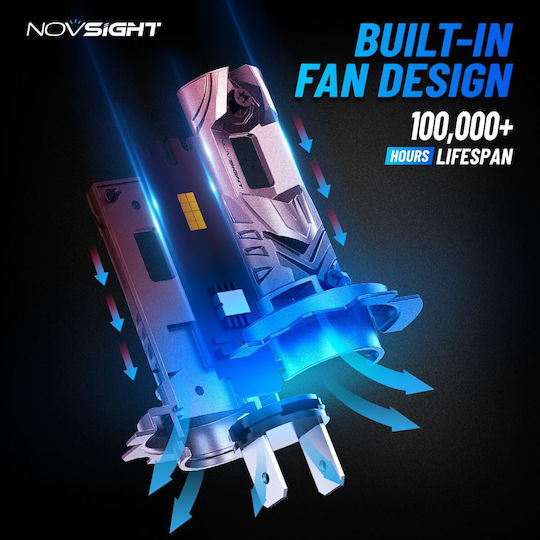 NovSight Лампи Автомобила & Мотоциклета H7 LED 6500К Хладно бяло 12-24V 60W 2бр