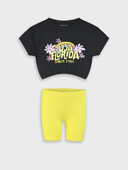 Energiers Kids' Set with Leggings Summer 2pcs Neon Pink