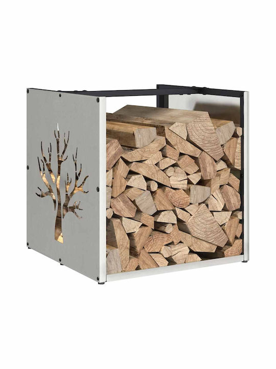 vidaXL Inox Ράφι Αποθήκευσης Ξύλων 40x40x40cm Ασημί