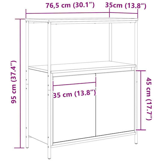 vidaXL Cabinet de baie L76.5xA35xÎ95cm Sonoma