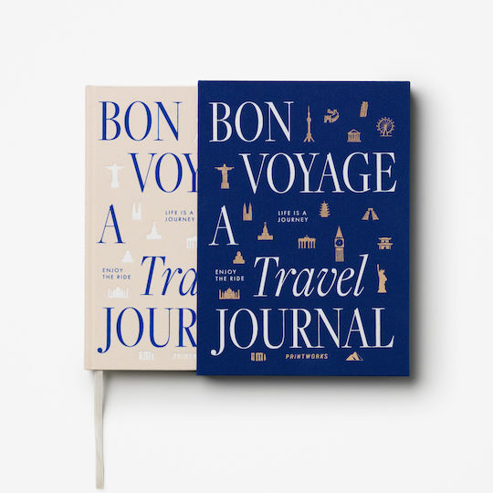 Printworks Bon Voyage - A Travel Journal Carnet 68 Foi Albastru