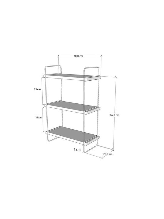 Επιτοίχια Ραφιέρα Μπάνιου Μεταλλική 40x20x66cm Λευκή