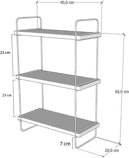 Επιτοίχια Ραφιέρα Μπάνιου Μεταλλική 40x20x66cm Μαύρη