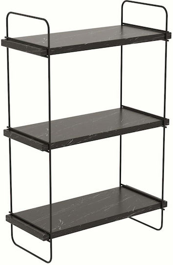 Επιτοίχια Ραφιέρα Μπάνιου Μεταλλική 40x20x66cm Μαύρη