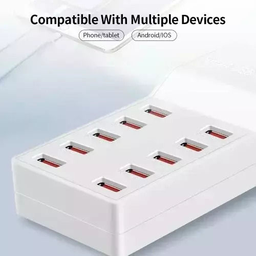 Jiageng Charging Stand with 10 USB-A Ports 50W in White color (JG635)
