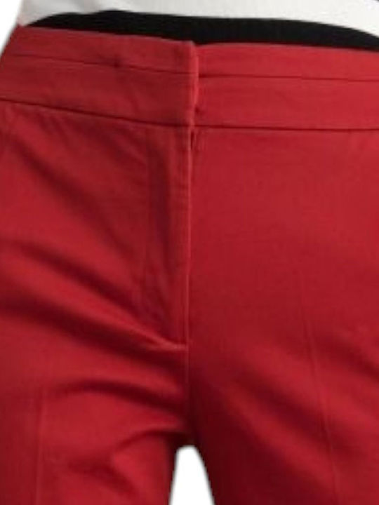 Women's High-waisted Fabric Trousers Red