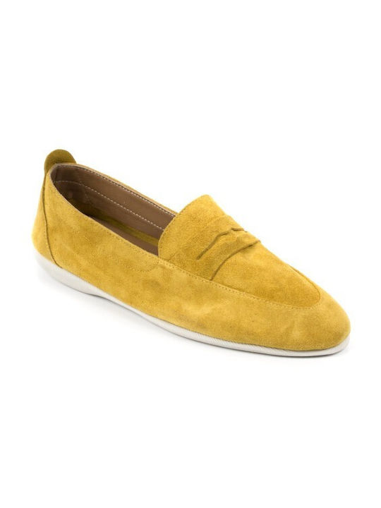 Boxer Leder Damen Loafers in Gelb Farbe