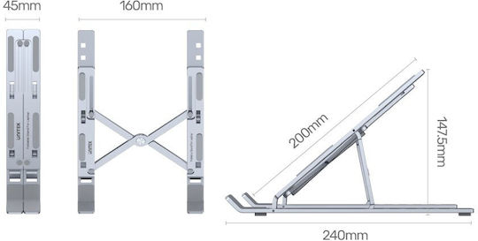 Unitek Βάση Στήριξης για Laptop Ασημί (OT155SL)