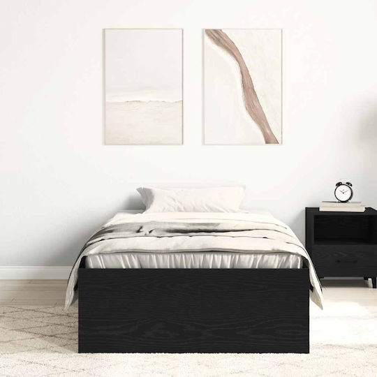 Vidaxl Bettgestell ohne Matratze Schwarz Eiche 90x200cm Massivholz 1 Stück Einzel Braun