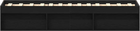 Vidaxl Bettgestell ohne Matratze Schwarz Eiche 90x200cm Massivholz 1 Stück Einzel Braun