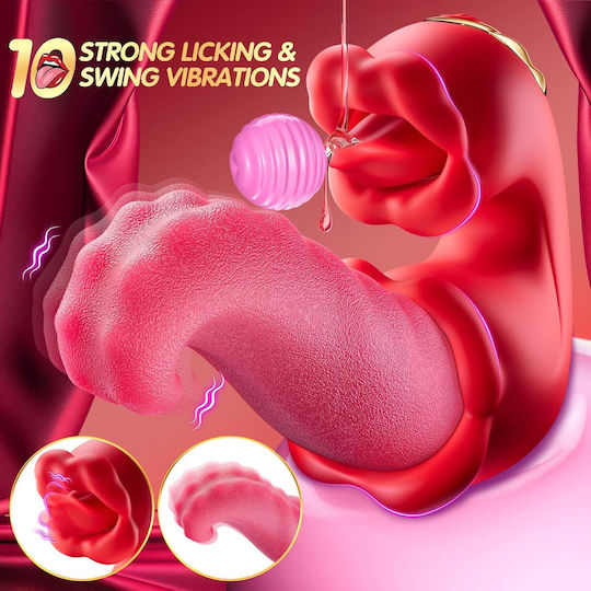 SMD Tongistador, Dual Tongue με 10 Licking & Thrusting Modes Клитор Вибратор Червен