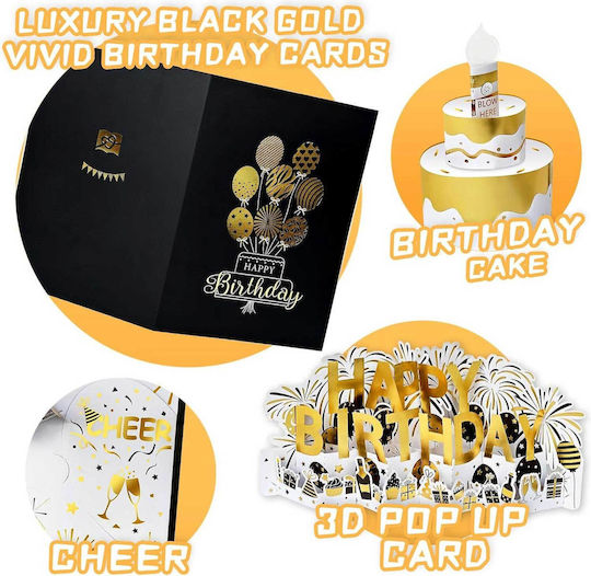 Osomepop Heijin2.0 Pop Up Greeting Card Birthday with Music in Black Color
