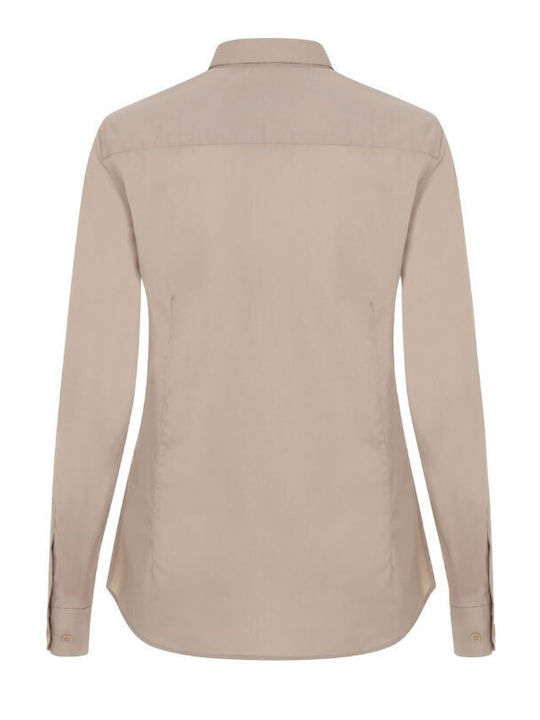 Μακρυμάνικο Γυναικείο Πουκάμισο Light Beige