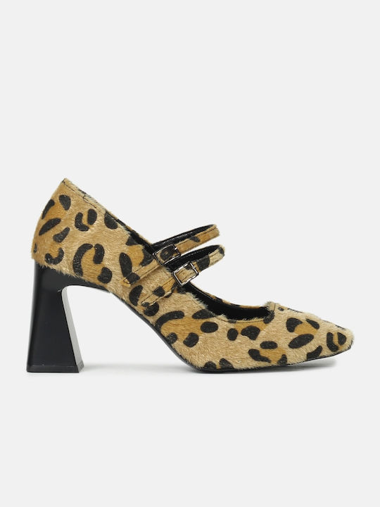 InShoes Leopard Heels with Strap Animal Print