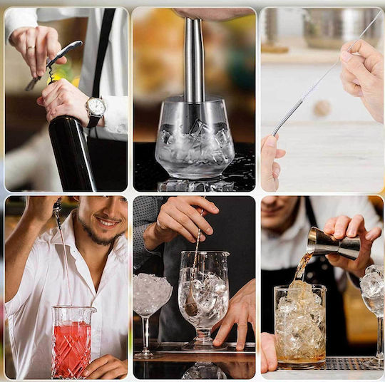 Chulovs 20-teiliges Cocktail-Shaker-Set Boston Barkeeper Edelstahl Acrylständer Professionelle Barwerkzeuge Getränkemischung