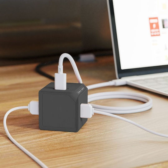 Allocacoc Charging Stand with 4 USB-A Ports and Cable USB-C 65W Power Delivery in Gray color (DH1254GY/EUPD65)