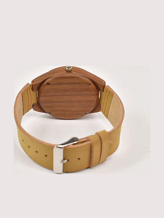 Beltipo Men's Watch Battery with Beige Leather Strap