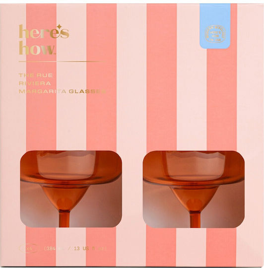 Here's How The Rue Set Pahare Margarita / Cocktail Plastic Portocalii 384ml 4 Bucăți