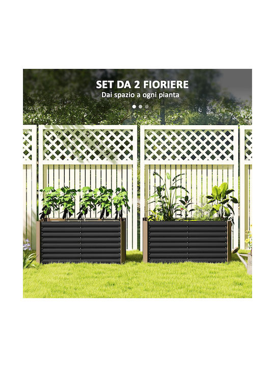 Outsunny Set 2 Planters Metal Dark Grey