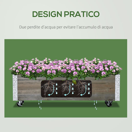 Outsunny Planter Box Lemn Gri 96x30.6x30cm.