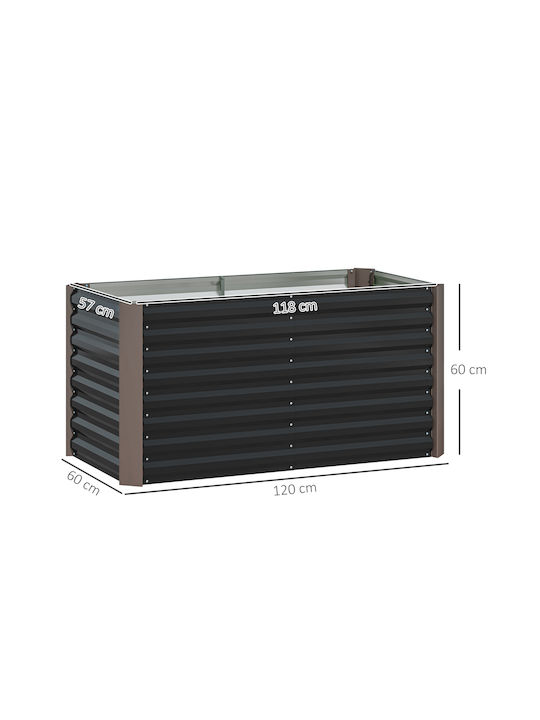 Outsunny Set 2 Planters Metal Dark Grey