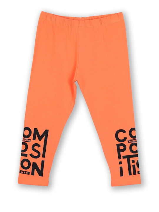 Kids' Set with Leggings Summer 2pcs Black/Coral