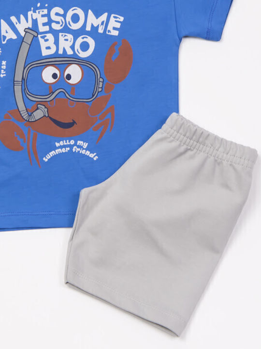 Kids' Set with Shorts Summer 2pcs Blue. Short-sleeved