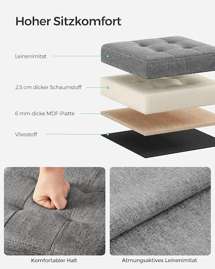 Hocker Fußhocker Mit Stauraum Gepolstert mit Stoff Dark Grey 30x30x30cm
