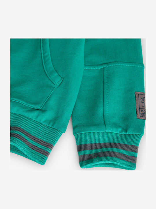 Kinderstrickjacke Baumwolle mit Kapuze Eukalyptus