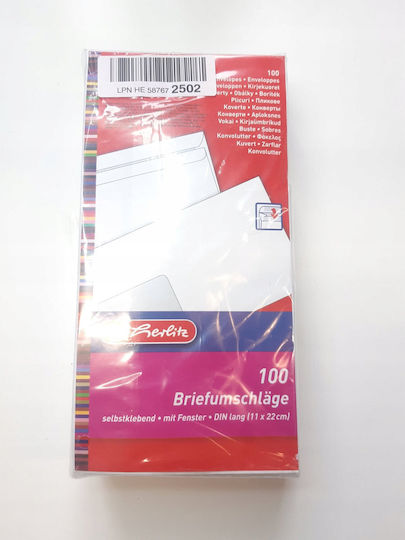 Herlitz Set от Пликове Кореспонденция 100бр в Бял Цвят