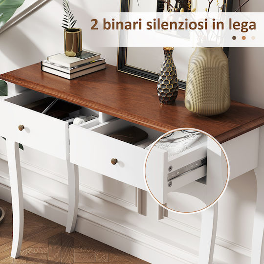 Wooden Console Table Λευκό Και Σκούρο Καφέ L100xW35xH76.5cm