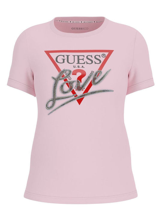 Guess Triangle T-Shirt Pink W5RI10I3Z14A60W-M