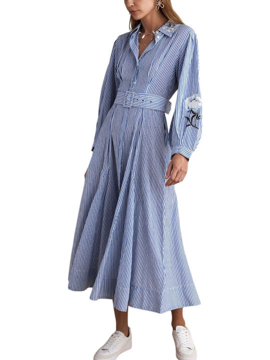 Sommer Midi Hemdkleid Blau