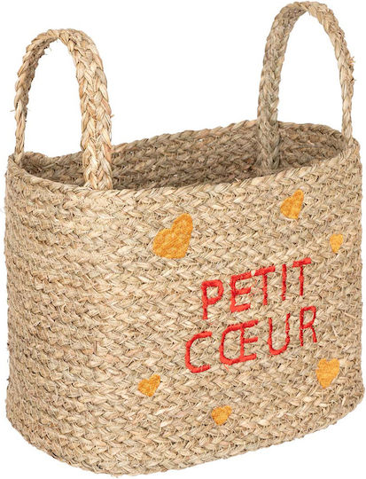 Set of Decorative Baskets Straw with Handles Beige 3pcs
